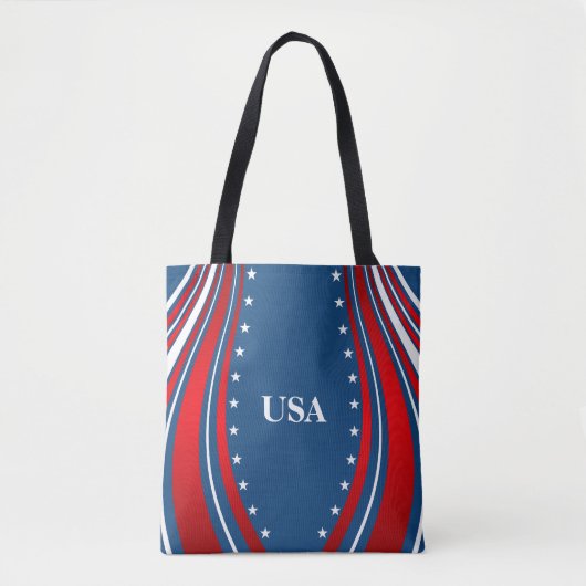 Blauw Wit Rood Amerikaanse Vlag Tote Bag (Voorkant)
