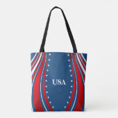 Blauw Wit Rood Amerikaanse Vlag Tote Bag (Achterkant)
