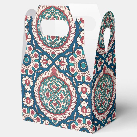 Blauw Wit Rood Blauwgroen Oosters Azulejo Patroon Bedankdoosjes (Geopend)