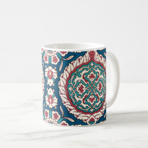 Blauw Wit Rood Blauwgroen Oosters Azulejo Patroon Koffiemok