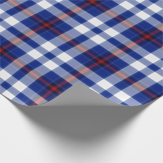 Blauw Wit Rood Groen Tartan Plaid Cadeaupapier (Hoek)