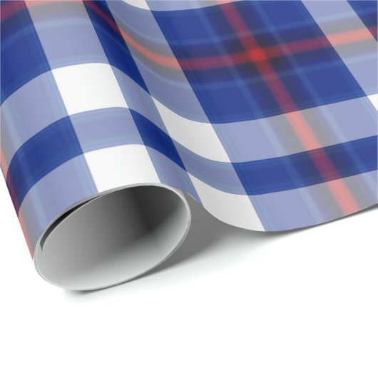 Blauw Wit Rood Groen Tartan Plaid Cadeaupapier (Rol Hoek)