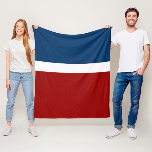 Blauw Wit Rood Kleurenblok Stijlontwerp Fleece Deken