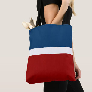 Blauw Wit Rood Kleurenblok Stijlontwerp Tote Bag