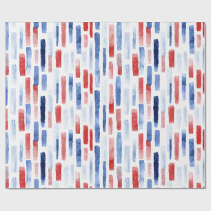 Blauw, Wit Rood Kuststrepen Cadeaupapier