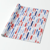 Blauw, Wit Rood Kuststrepen Cadeaupapier (Uitgerold)