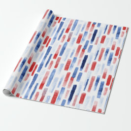 Blauw, Wit Rood Kuststrepen Cadeaupapier