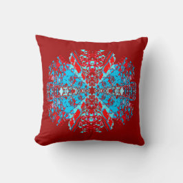Blauw wit rood op rood joods-achtig Mandala design Kussen