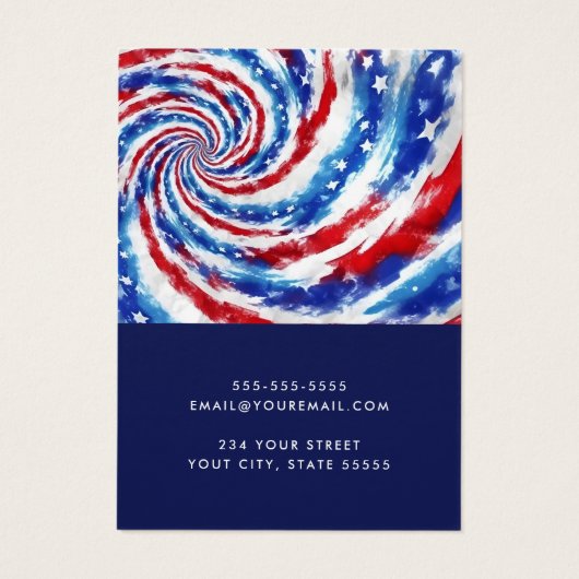 Blauw wit rood stropdas kleurstof werveling oorbel visitekaartje (Achterkant)