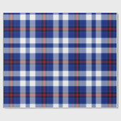 Blauw Wit Rood Tartan Plaid Cadeaupapier (Vlak)