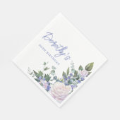 Blauw Wit Rose Bloemen 90ste Verjaardag Servet (Hoek)