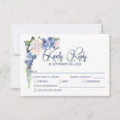 Blauw Wit Rose Bloemen bruiloft RSVP Kaartje (Voorkant)