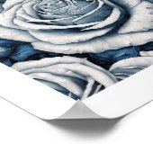 Blauw & Wit Rose Poster (Hoek)