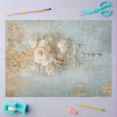  blauw wit Roses gouden folie Decoupage Tissuepapier (Craft)