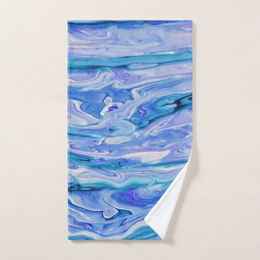 Blauw Wit Roze Blauwgroen Lila Marmeren Agaat Abst Bad Handdoek (Handdoek)