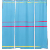 Blauw Wit Roze Geel Geometrisch  Douchegordijn (Voorkant)