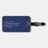 Blauw Wit Roze Gestreept Monogram Bagagelabel (Achterkant horizontaal)