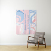 Blauw wit roze marmer Baby shower Wandkleed (In situ)