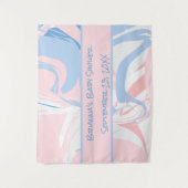 Blauw wit roze marmer Baby shower Wandkleed (Voorkant)