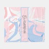 Blauw Wit Roze Marmer Wervel Personalized Fleece Deken (Voorkant (Horizontaal))