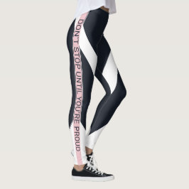 Blauw wit & roze motivatie geometrische strepen leggings