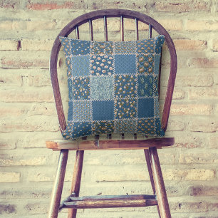 Blauw wit rozen Patchwork Quilt Pattern Kussen