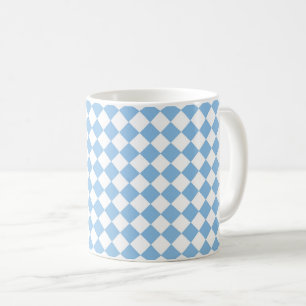 Blauw Wit Ruitjes Diamant Patroon Koffiemok