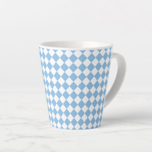 Blauw Wit Ruitjes Diamant Patroon Latte Mok