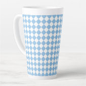 Blauw Wit Ruitjes Diamant Patroon Latte Mok (Linkerhoek)