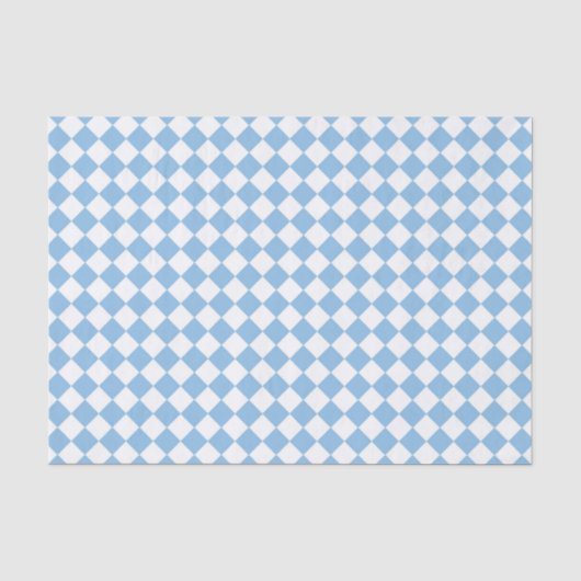 Blauw Wit Ruitjes Diamant Patroon Tissuepapier (Voorkant)