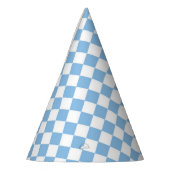 Blauw Wit Ruitpatroon Feesthoedjes (Links)