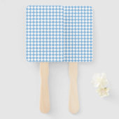 Blauw Wit Ruitpatroon Handwaaier (Voorkant en achterkant)
