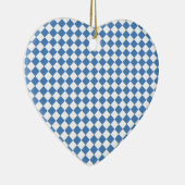 Blauw Wit Ruitpatroon Keramisch Ornament (Rechts)