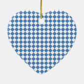 Blauw Wit Ruitpatroon Keramisch Ornament (Achterkant)