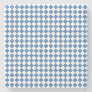 Blauw Wit Ruitpatroon Stenen Onderzetter