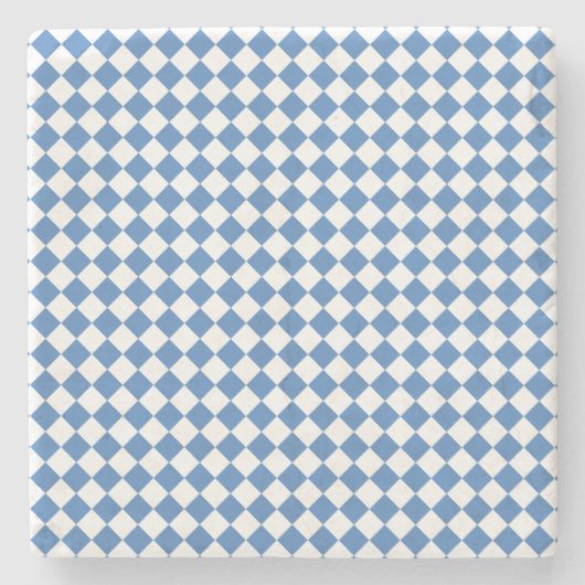 Blauw Wit Ruitpatroon Stenen Onderzetter (Voorkant)