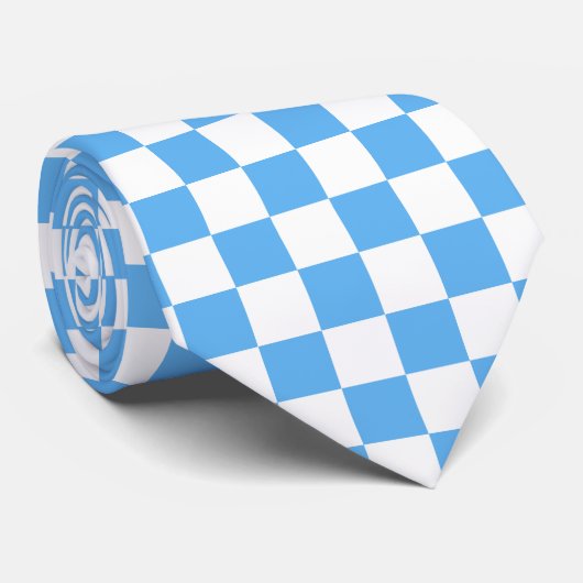 Blauw wit ruitpatroon stropdas (Opgerold)
