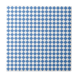 Blauw Wit Ruitpatroon Tegeltje
