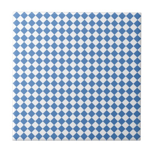 Blauw Wit Ruitpatroon Tegeltje (Voorkant)