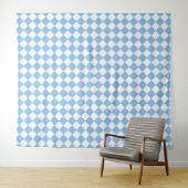 Blauw Wit Ruitpatroon Wandkleed (In Situ (horizontaal))