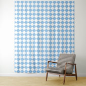Blauw Wit Ruitpatroon Wandkleed (In situ)