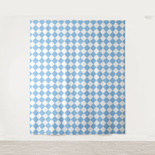 Blauw Wit Ruitpatroon Wandkleed