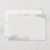 Blauw & Wit Rustiek Bloemen Huwelijk Antwoord Kaar (Achterkant)