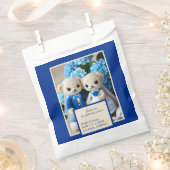 blauw & wit rustiek gehaakte bruiloft paar bedankzakje (Geknipt)