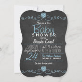 Blauw & Wit Rustiek Krijtbord, Hart Baby shower Kaart (Voorkant)