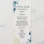 Blauw & Wit Rustieke Bloemen Wedding Party Program Programmakaart (Voorkant)