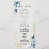 Blauw & Wit Rustieke Bloemen Wedding Party Program Programmakaart (Achterkant)