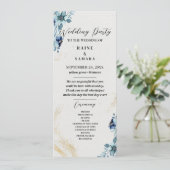 Blauw & Wit Rustieke Bloemen Wedding Party Program Programmakaart (Staand voorkant)