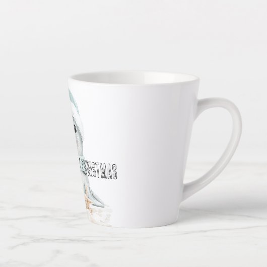 Blauw Wit Santa Hat Sjaal Seal Kerstmis Latte Mok (Rechts)