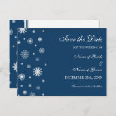 Blauw Wit Save the Date Winter Wedding Briefkaart (Voorkant / Achterkant)